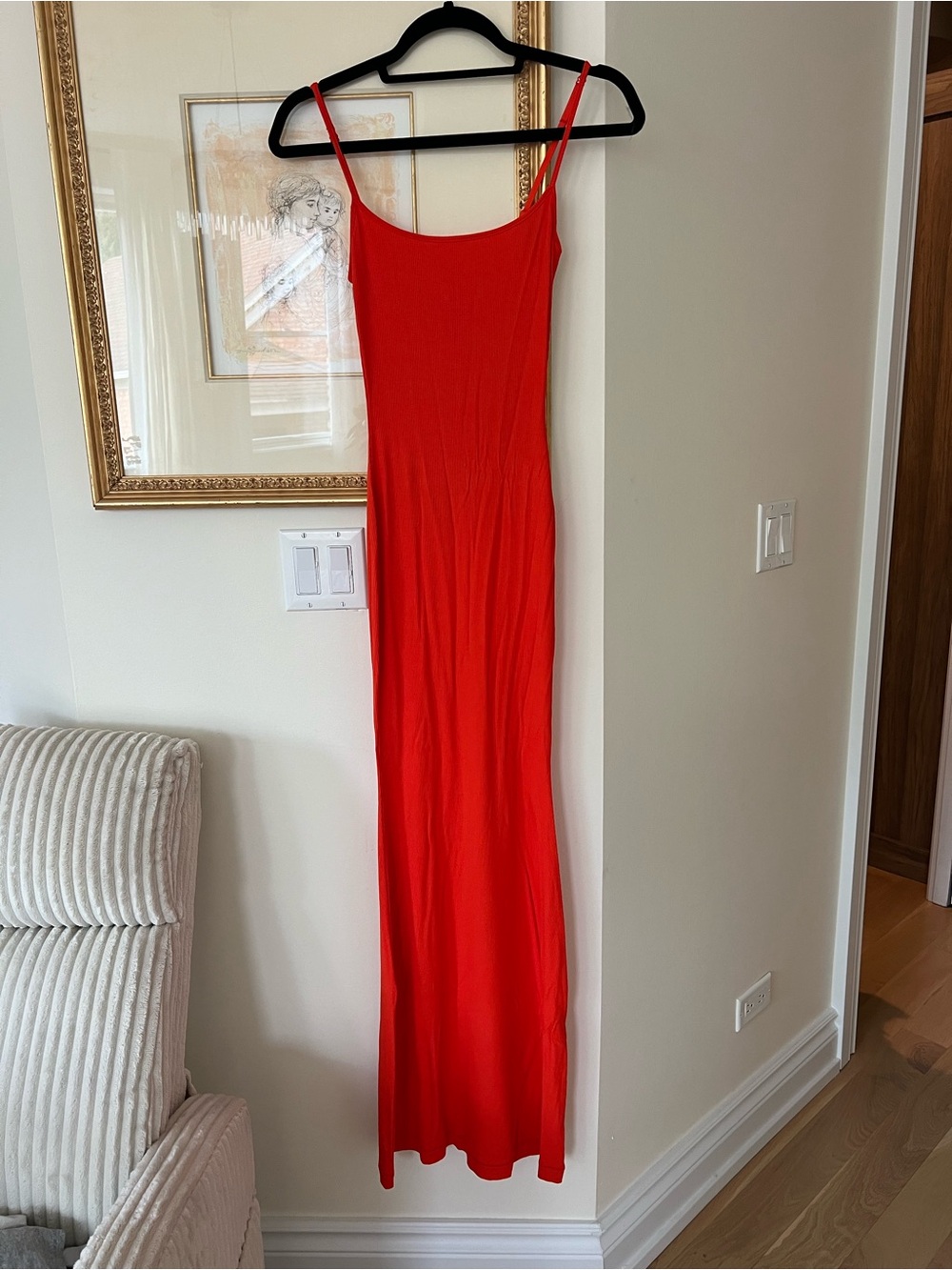 SKIMS Long Red Slip Spaghetti-Strap Maxi Dress